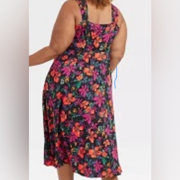 AVA & VIV size 3X Floral BLACK and RED Dress - Picture 2 of 10